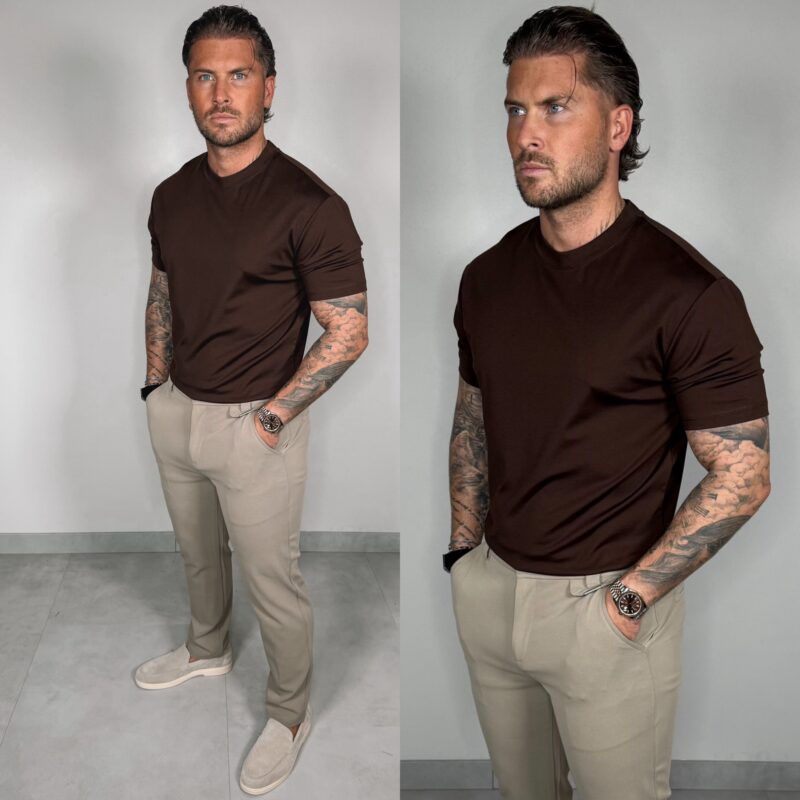 Slim-Fit Glans T-Shirt - Brown