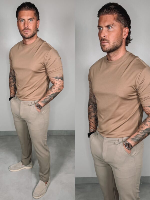 Slim-Fit Glans T-Shirt - Camel