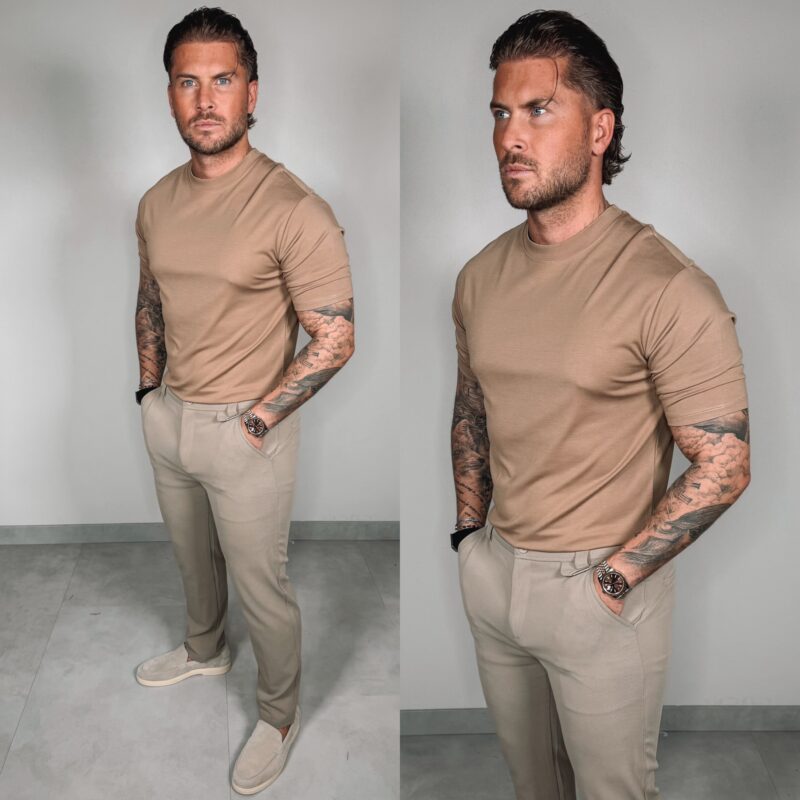 Slim-Fit Glans T-Shirt - Camel