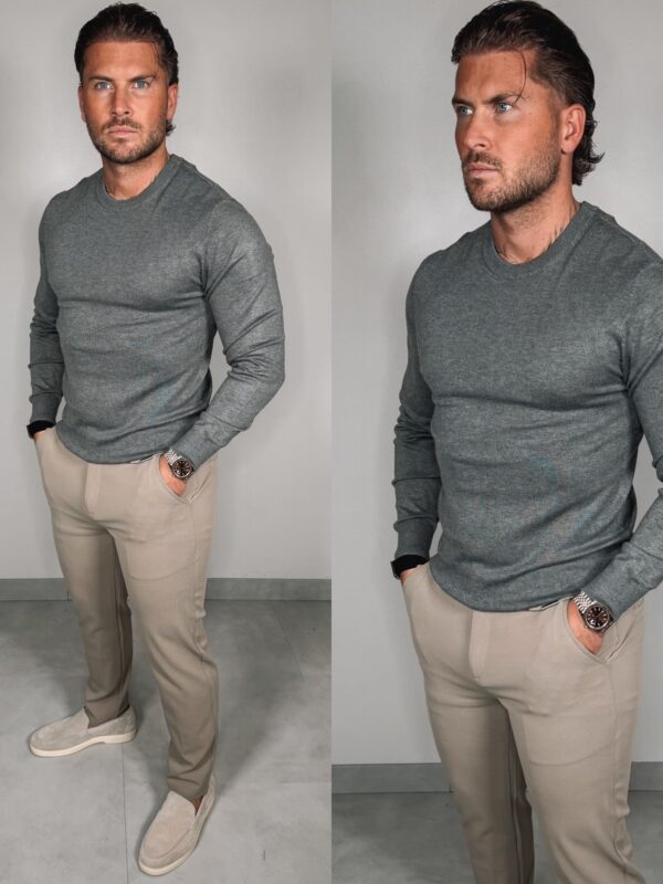 Basic Knit Sweater - Light Grey
