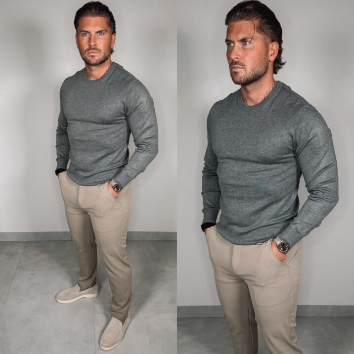 Basic Knit Sweater - Light Grey