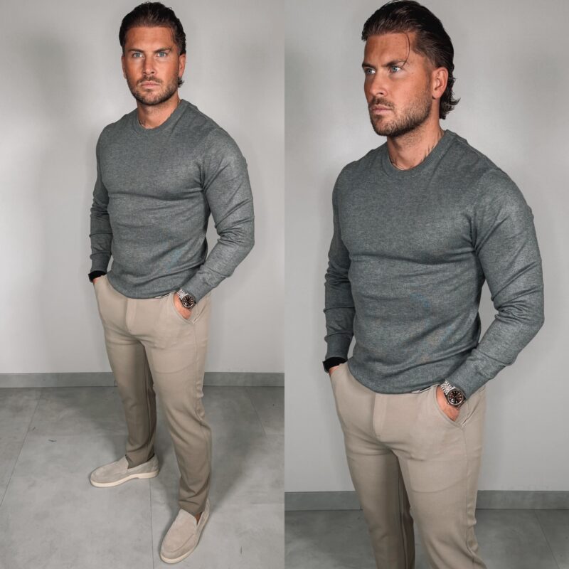 Basic Knit Sweater - Light Grey