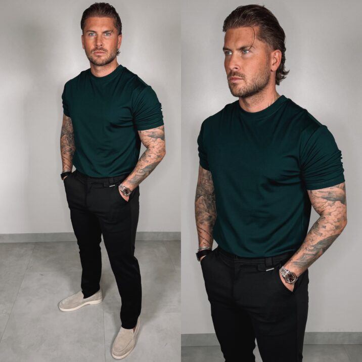 Slim-Fit Glans T-Shirt - Emerald