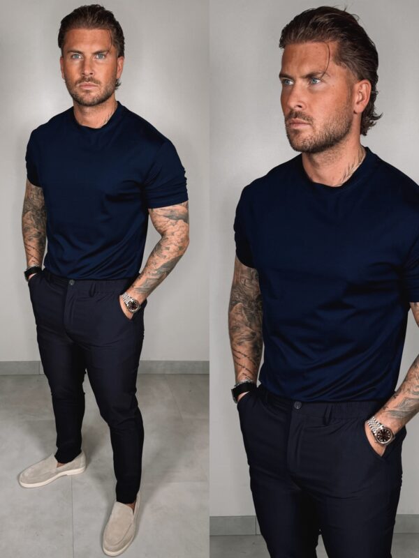 Slim-Fit Glans T-Shirt - Navy