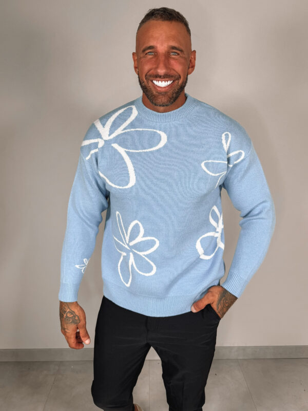 Sketch Flower Sweater - Blue