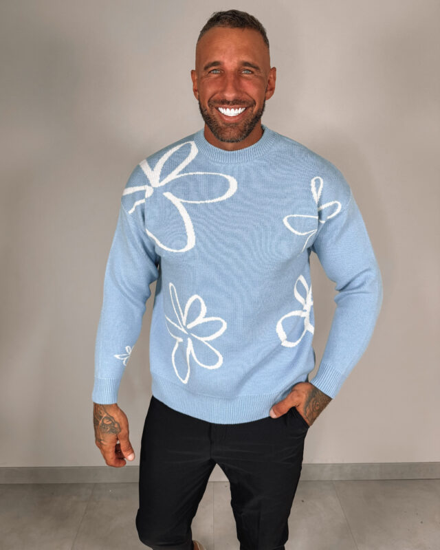 Sketch Flower Sweater - Blue