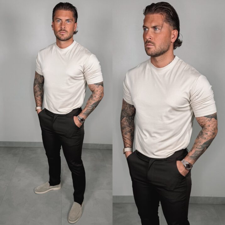 Slim-Fit Glans T-Shirt - Beige