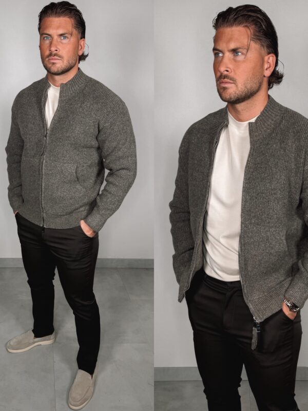 Ribbed Zipper Vest - Brown