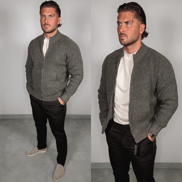 Ribbed Zipper Vest - Brown