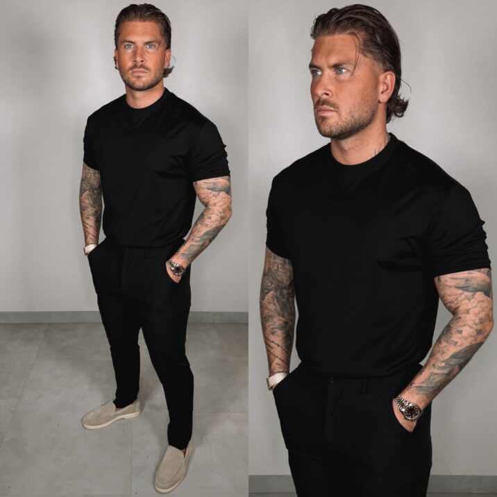 Slim-Fit Glans T-Shirt - Black