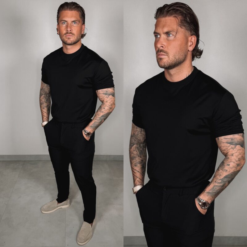 Slim-Fit Glans T-Shirt - Black