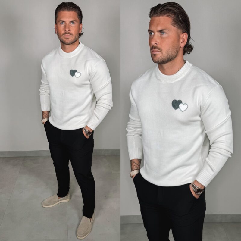 Hearts Sweater - White