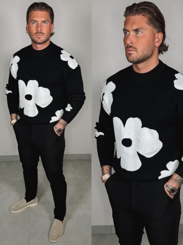 IMG_1575 Big Flower Sweater - Black