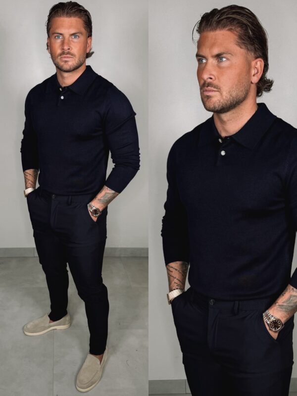 Button Long sleeve Polo - Navy