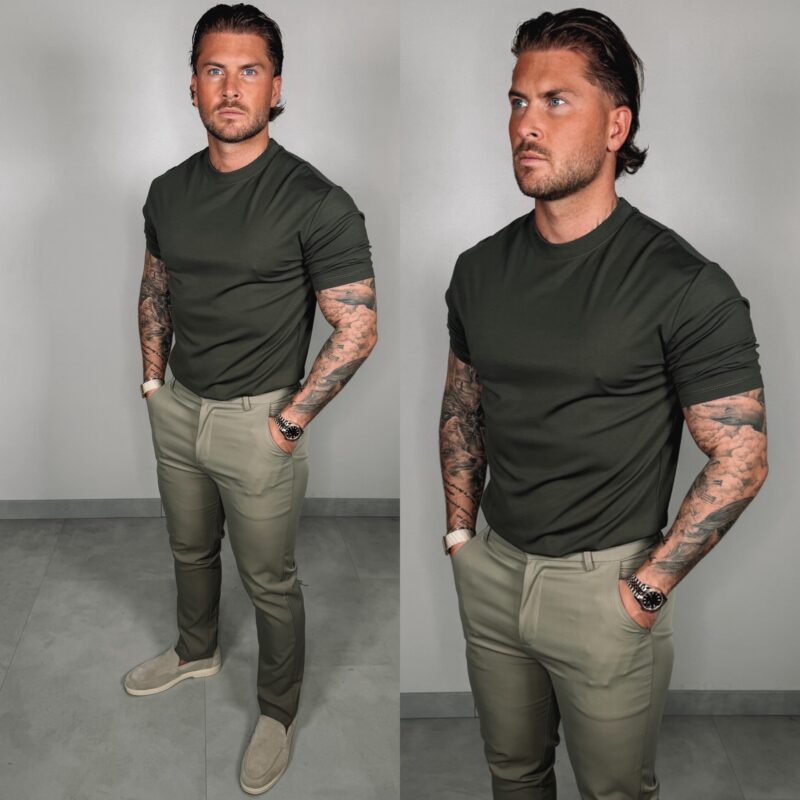Slim-Fit Glans T-Shirt - Khaki