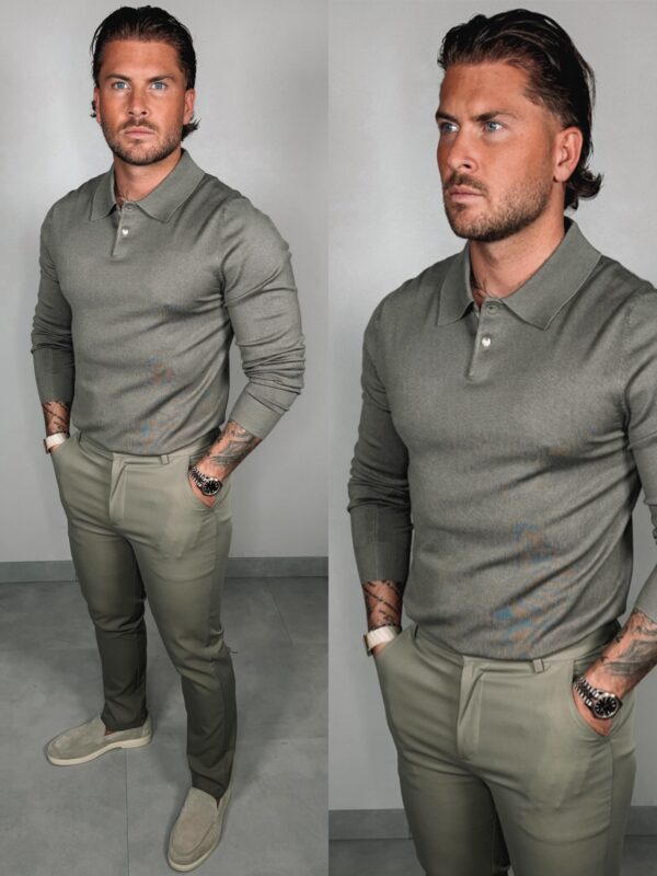 Button Long sleeve Polo - Khaki