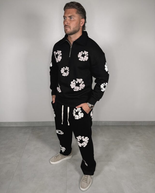 Inspired Flower Joggingsuit - Polo Black