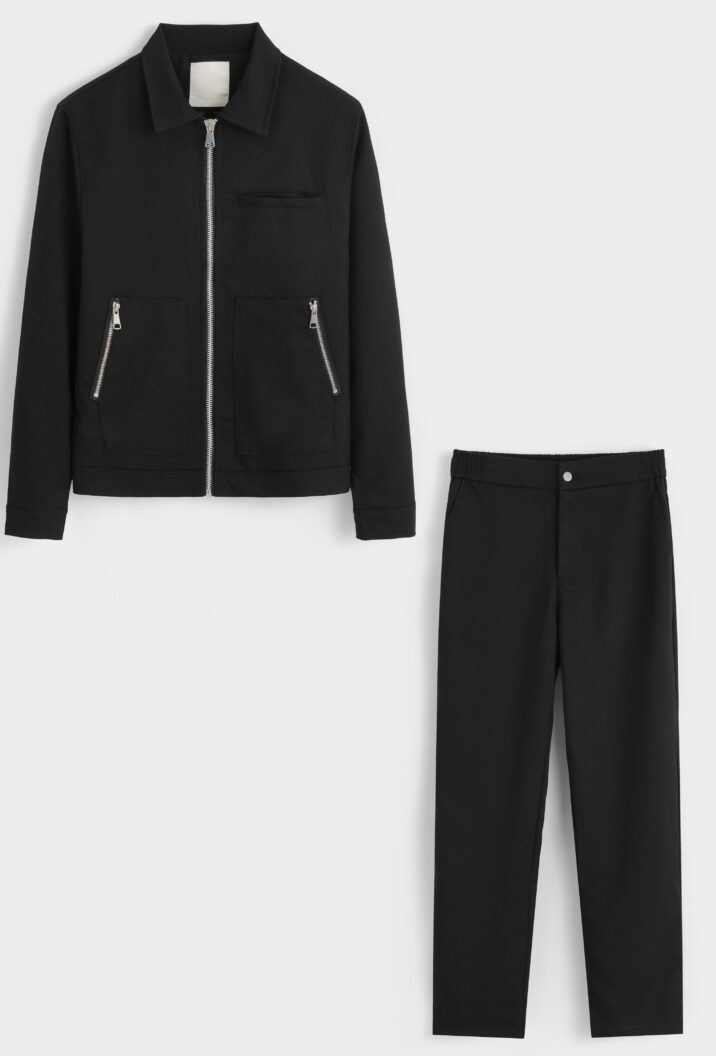 Elastische Zipper Suit - Black