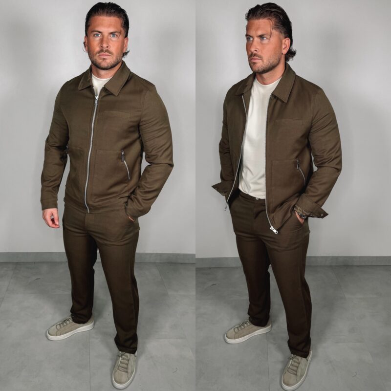 Elastische Zipper Suit - Choco