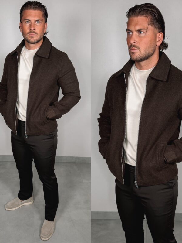 IMG_1509 3 Elastische Wool Zipper Jacket - Brown
