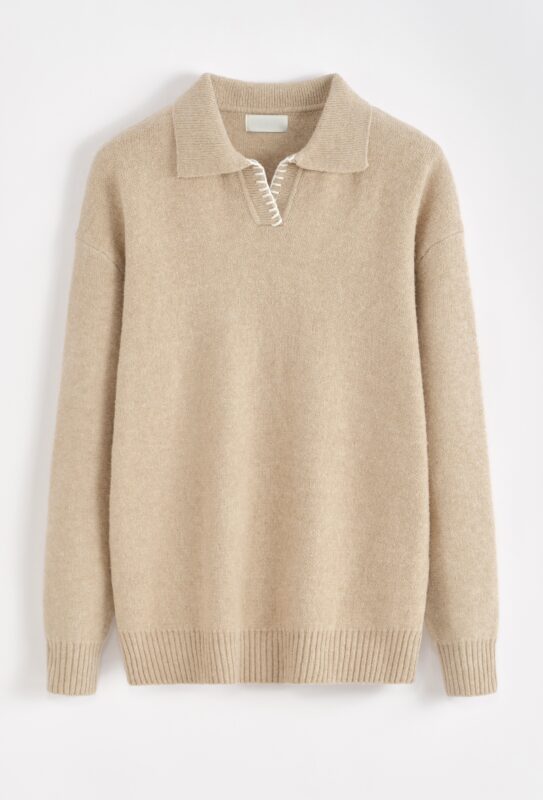 Knitted Detail Sweater - Beige