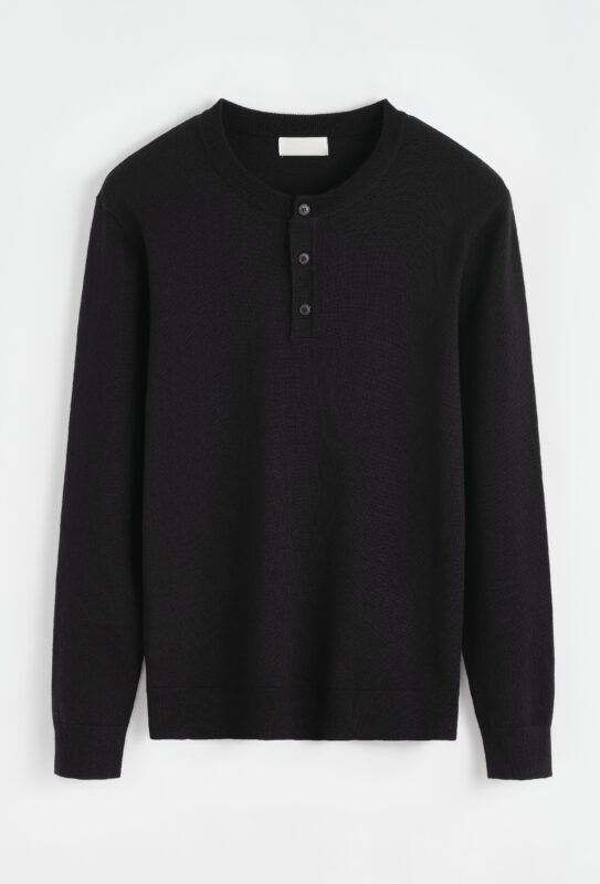 Knitted Button longsleeve Shirt - Black