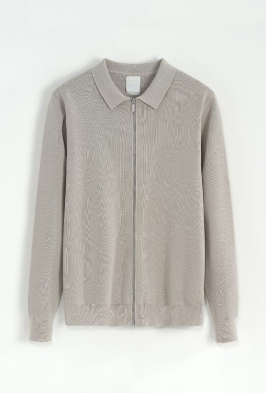 Knitted Overshirt - Grey/Beige