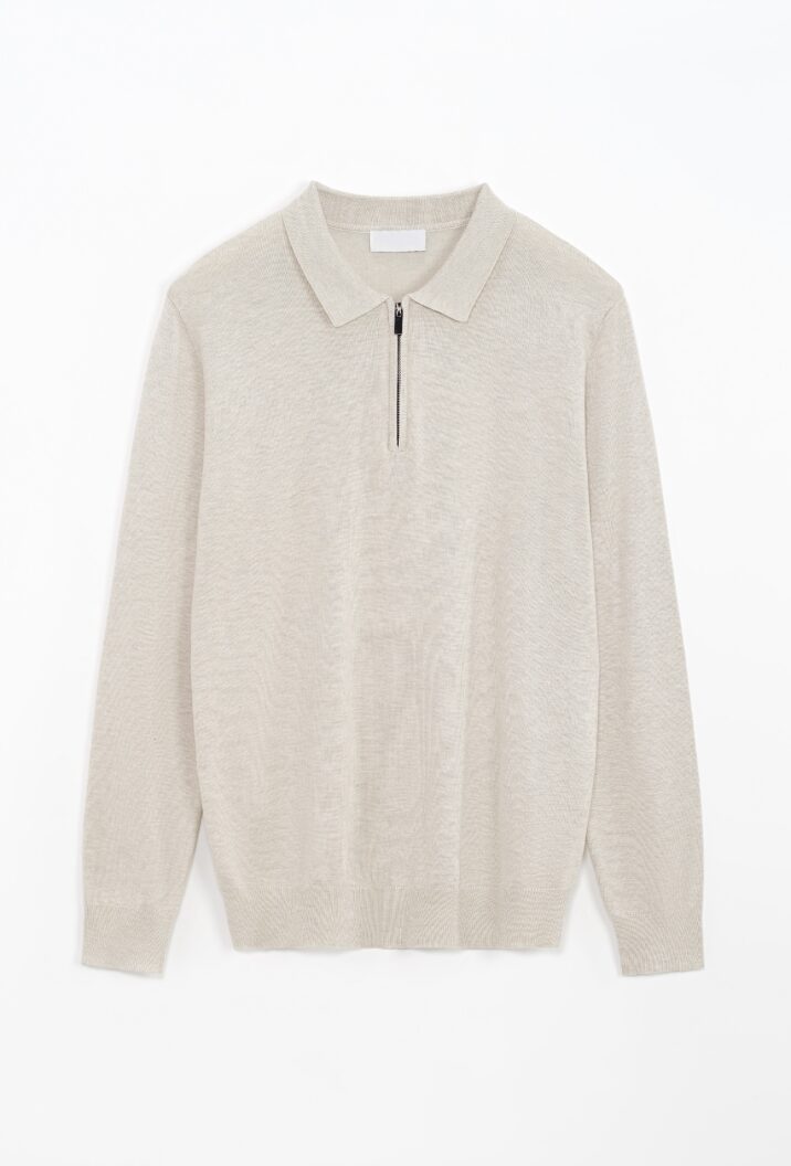 The New Zipper Longsleeve - Beige