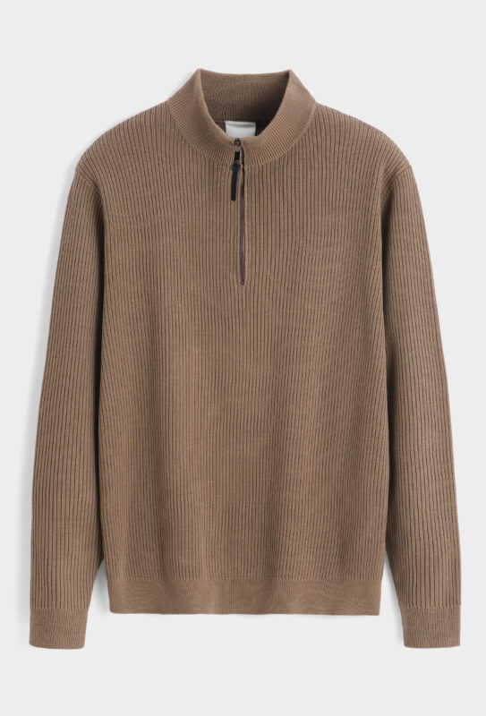 Quarter Zip Sweater - Brown