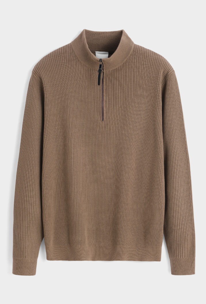 Quarter Zip Sweater - Brown