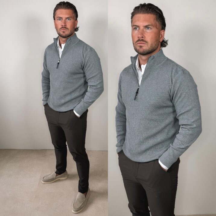 Quarter Zip Sweater - Grey
