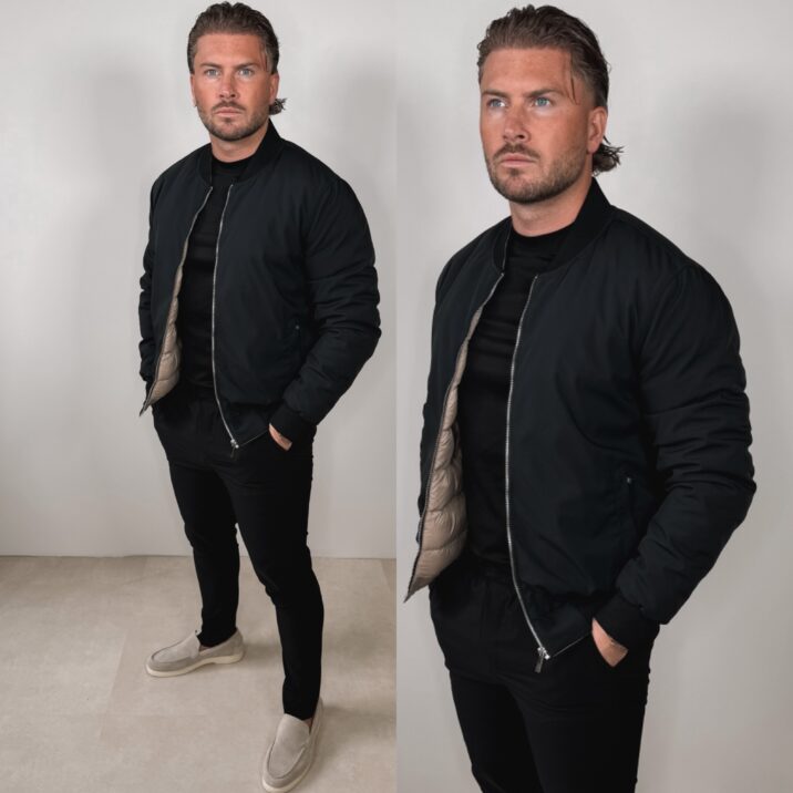 Padded Bomber - Black/Beige