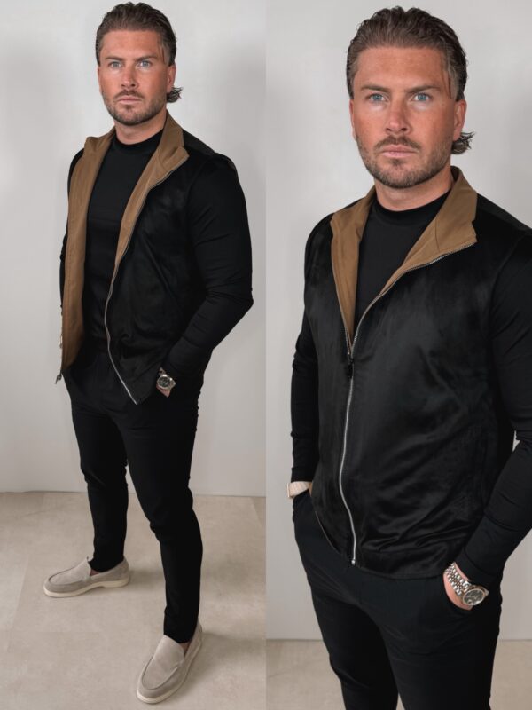 IMG_3152 Suede Reversible Bodywarmer - Black/Camel