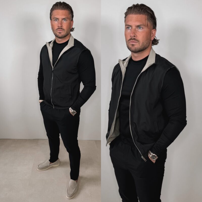 The New Reversible Bodywarmer - Black/Beige