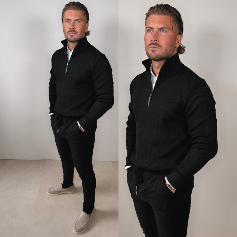 Quarter Zip Sweater - Black