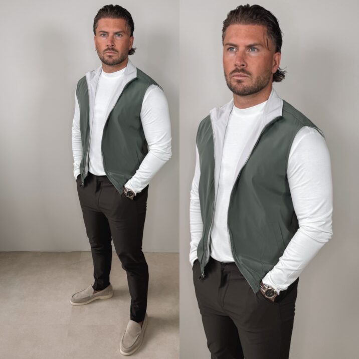 The New Reversible Bodywarmer - Khaki/Beige