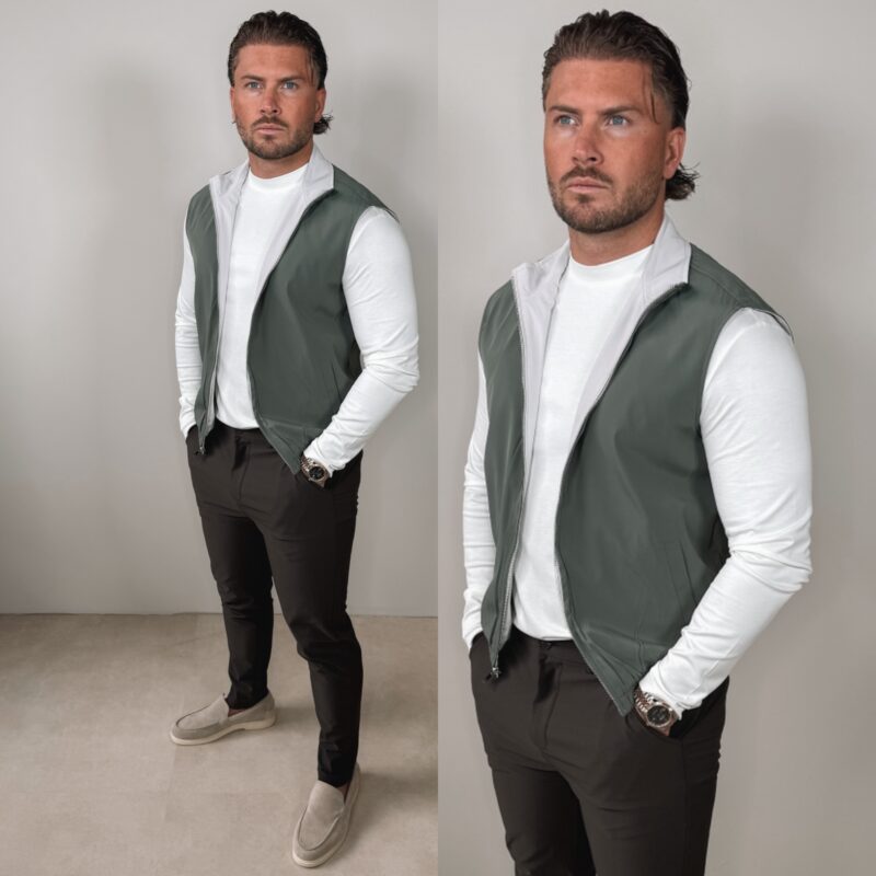 The New Reversible Bodywarmer - Khaki/Beige