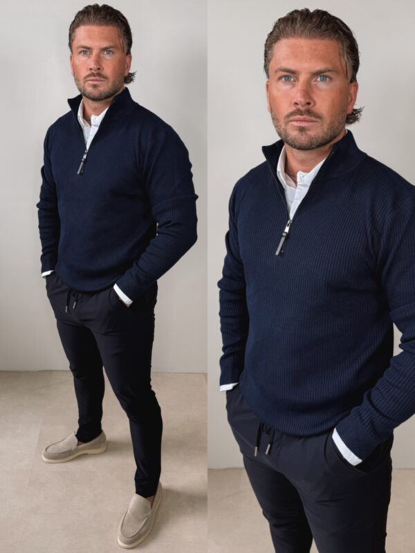 IMG_3160 2 Quarter Zip Sweater - Navy