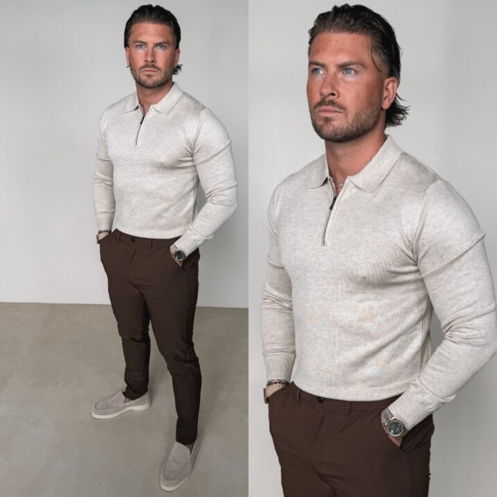 The New Zipper Longsleeve - Beige