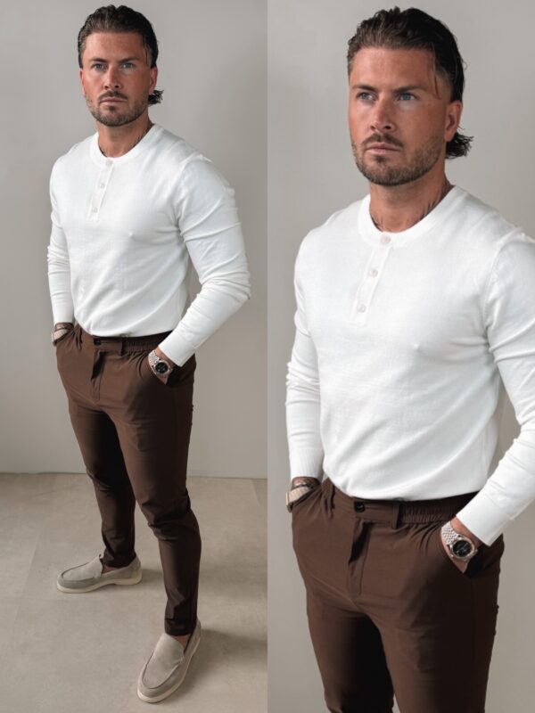 IMG_3166 Knitted Button longsleeve Shirt - White