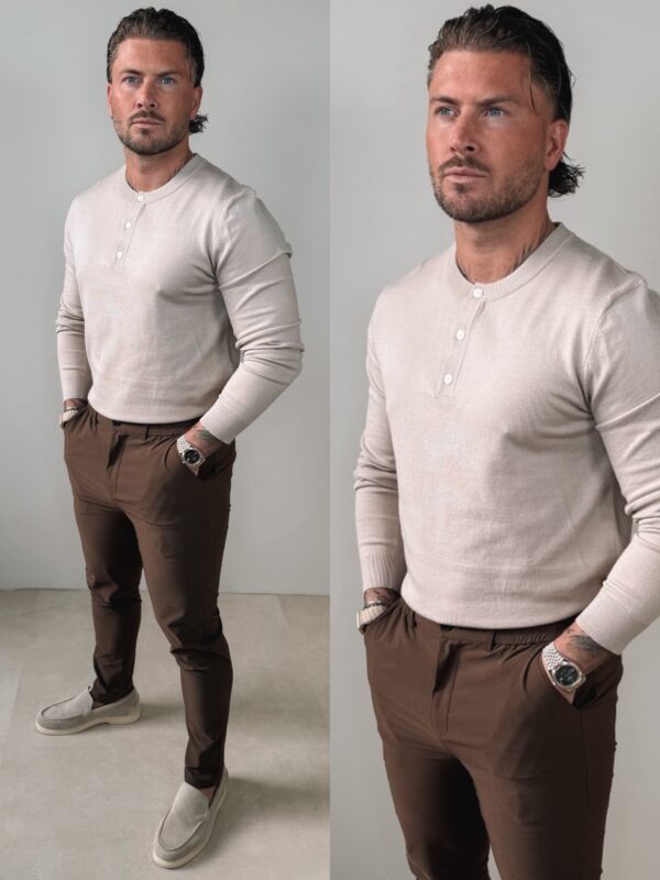 IMG_3167 Knitted Button longsleeve Shirt - Beige