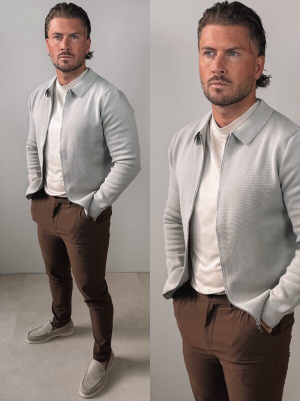 IMG_3168 Knitted Overshirt - Grey/Beige