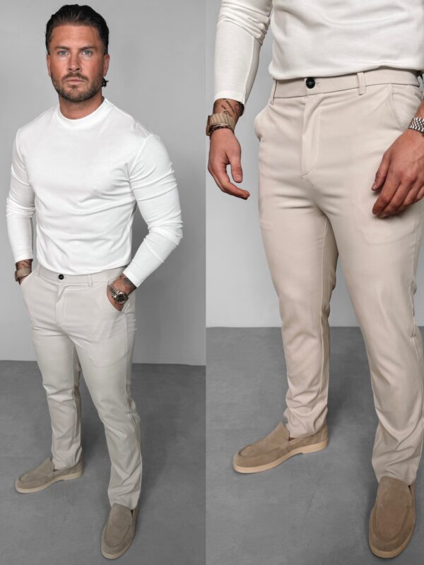 Stretch Zipper Pantalon - Beige