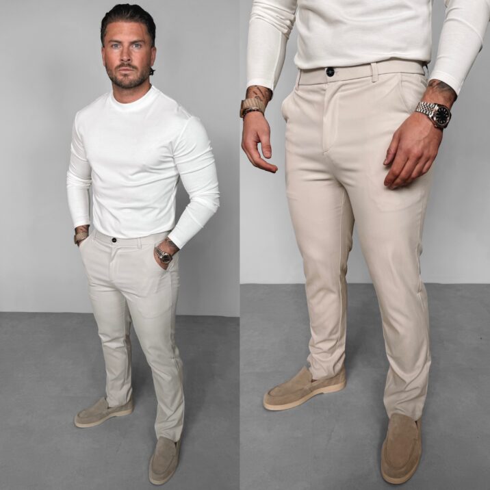 Stretch Zipper Pantalon - Beige