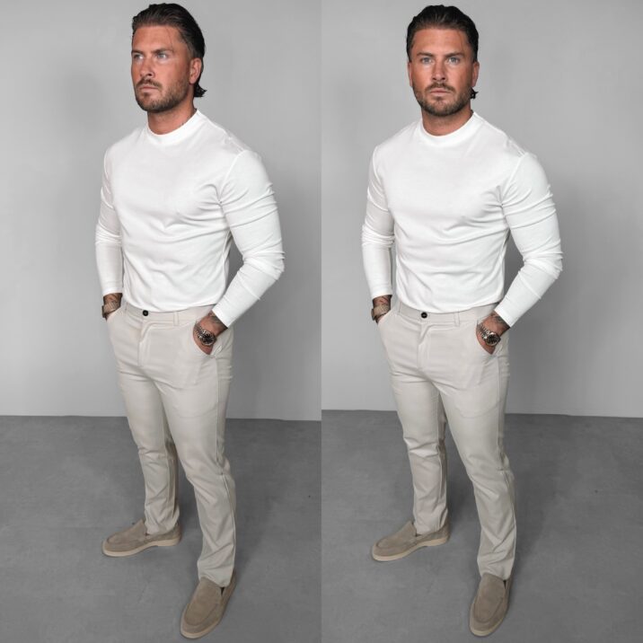 Stretch Zipper Pantalon - Beige