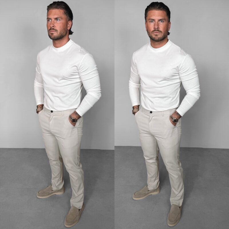 Stretch Zipper Pantalon - Beige