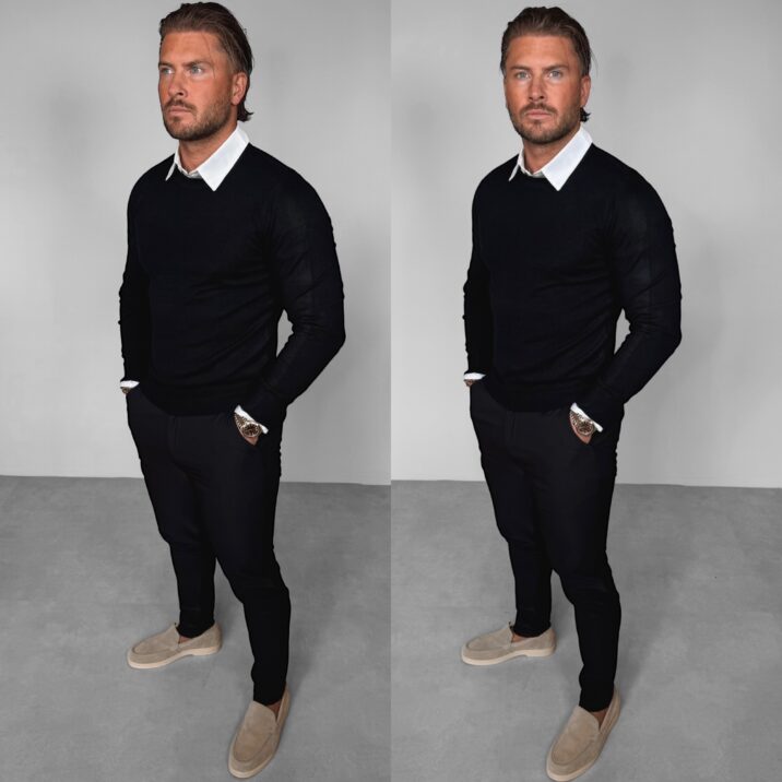 Basic Knit Sweater - Navy