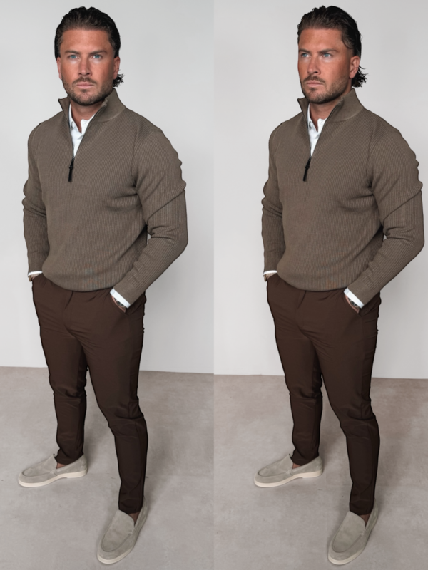 IMG_9677.JPG Quarter Zip Sweater - Brown