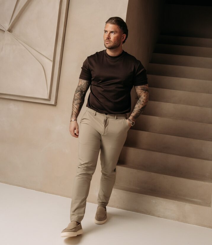 Double Mercerized Glans T-shirt - Dark Brown