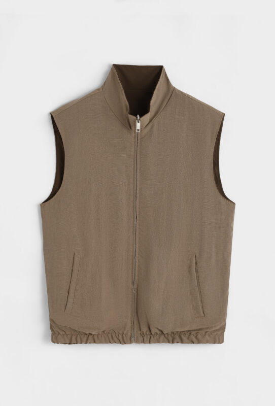 Linnen Reversible Bodywarmer - Choco